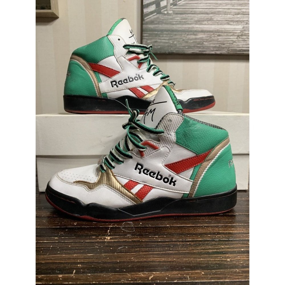 Reebok Basketball Sir Jam Series Mids White/Green/Red/Gold Mens 8  PVN4-783120